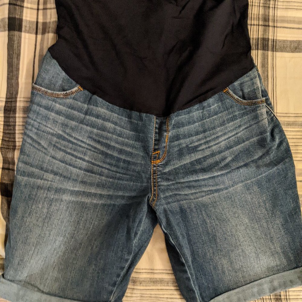 Maternity jean shorts full panel